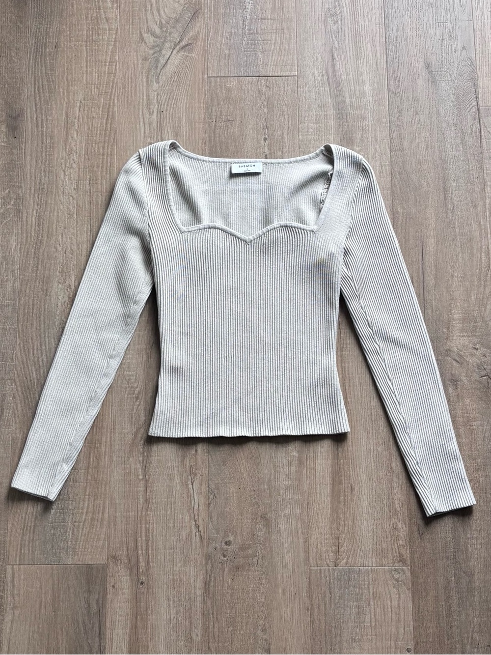 Babaton Sculpt Knit Sweetheart Longsleeve in Beige